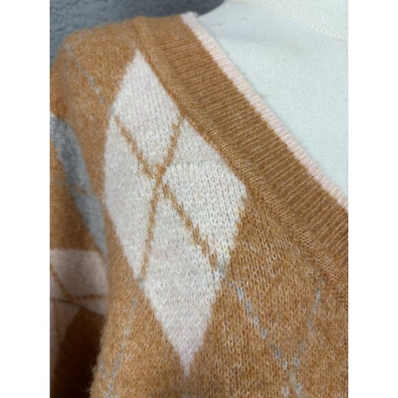 On-34th Women's Argyle V-Neck Drop-Shoulder Sweater Small Multicolor NWI's. - Picture 8 of 8